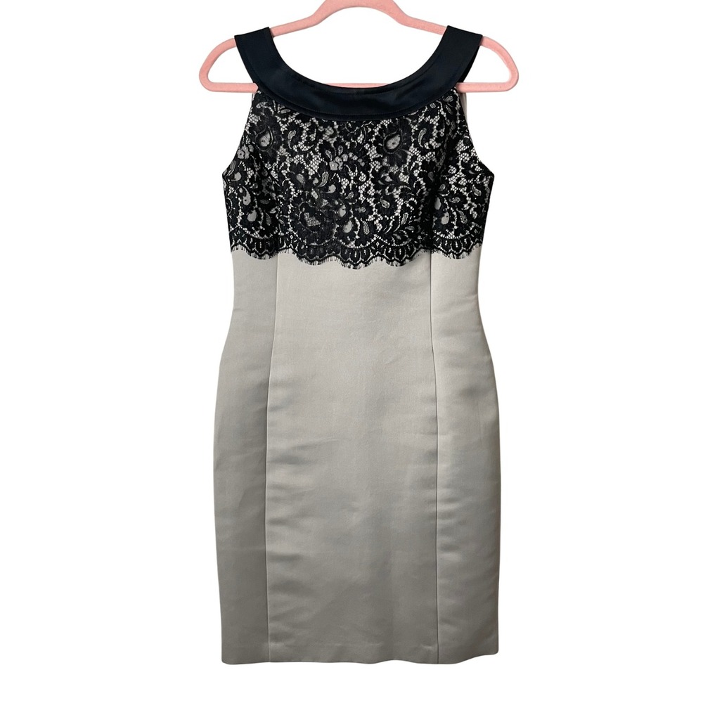 St. John Dress‎ Womens Size 2 Black Lace Beaded Silk Lined Mini Cocktail Evening